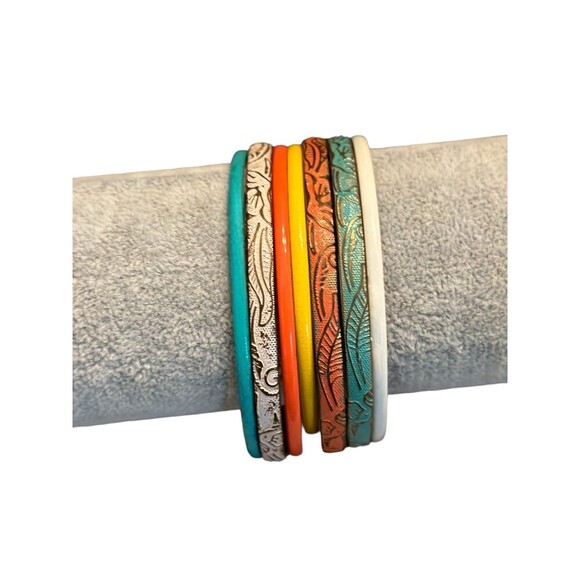 Summer Breeze Collection 7-Piece Bracelet Set - One Size Goldtone w/colors - Picture 2 of 2